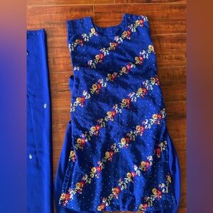 Ethnic Indian Wear Blue Floral Dress